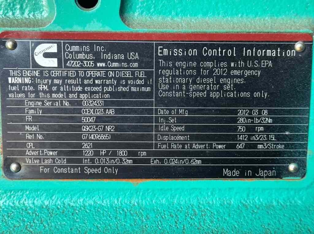 Cummins DQCB Standby Diesel Generator - Tier 2